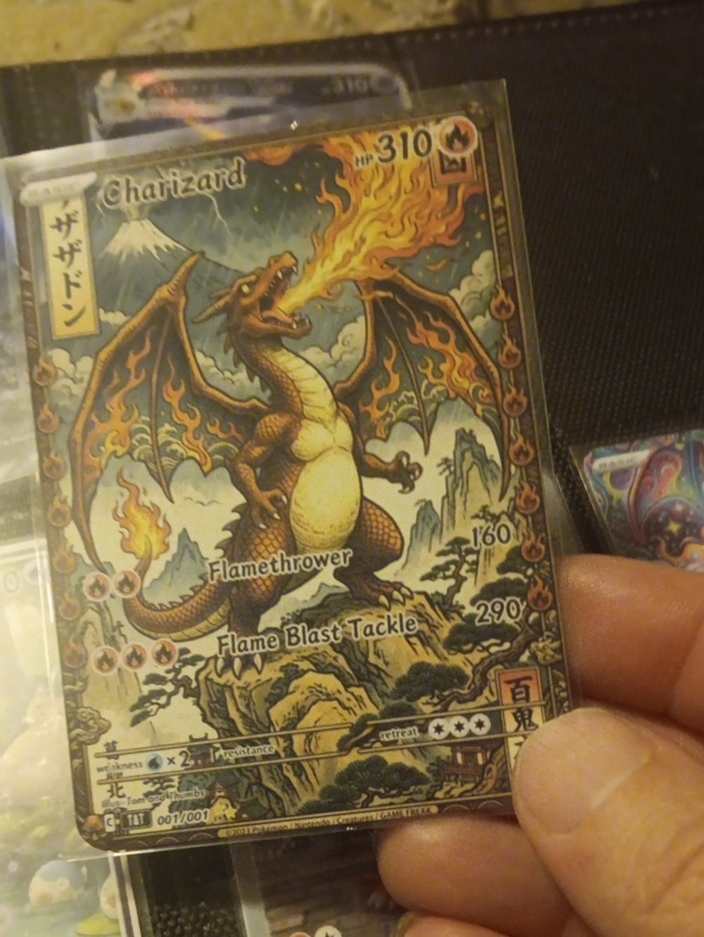 Charizard Flamethrower Reptile Card - Gold & Brown
